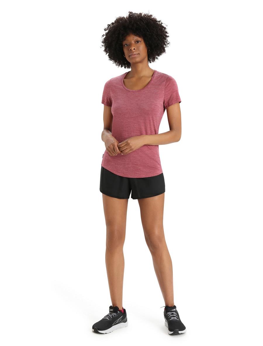 Cherry Heather Women's Icebreaker Merino Sphere II Short Sleeve Scoop T Shirts | USA 1585JPQJ